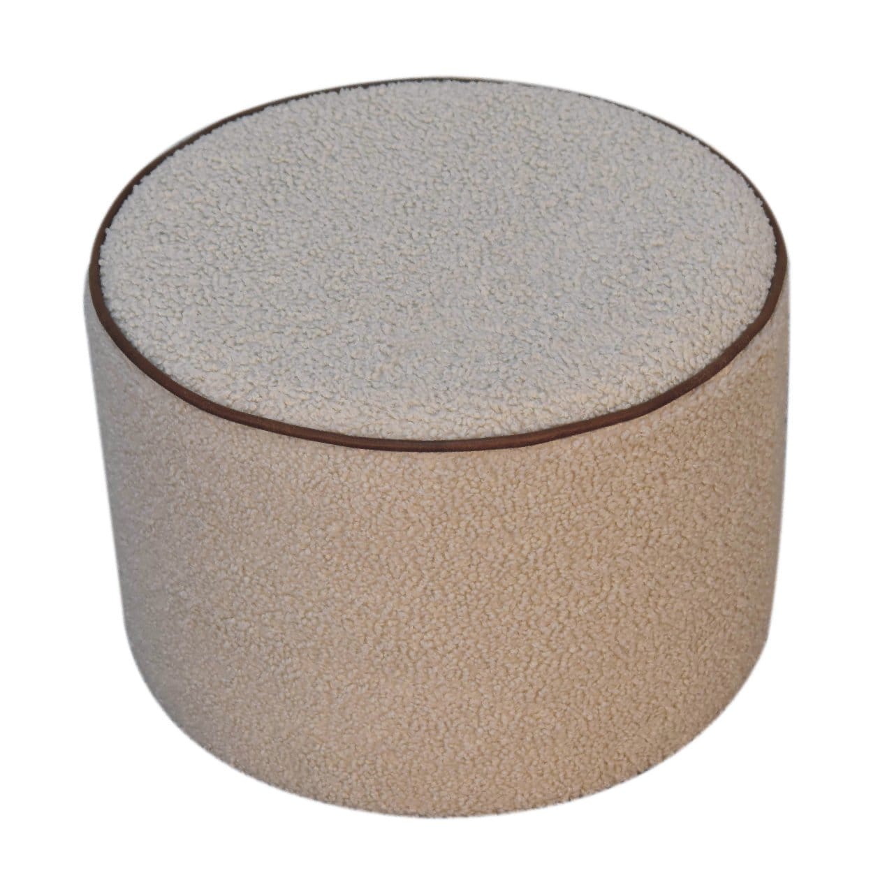 Serenity Round Footstool - Solid Mango Wood Accent Stool for Living Room - product view 4 showing handcrafted solid mango...