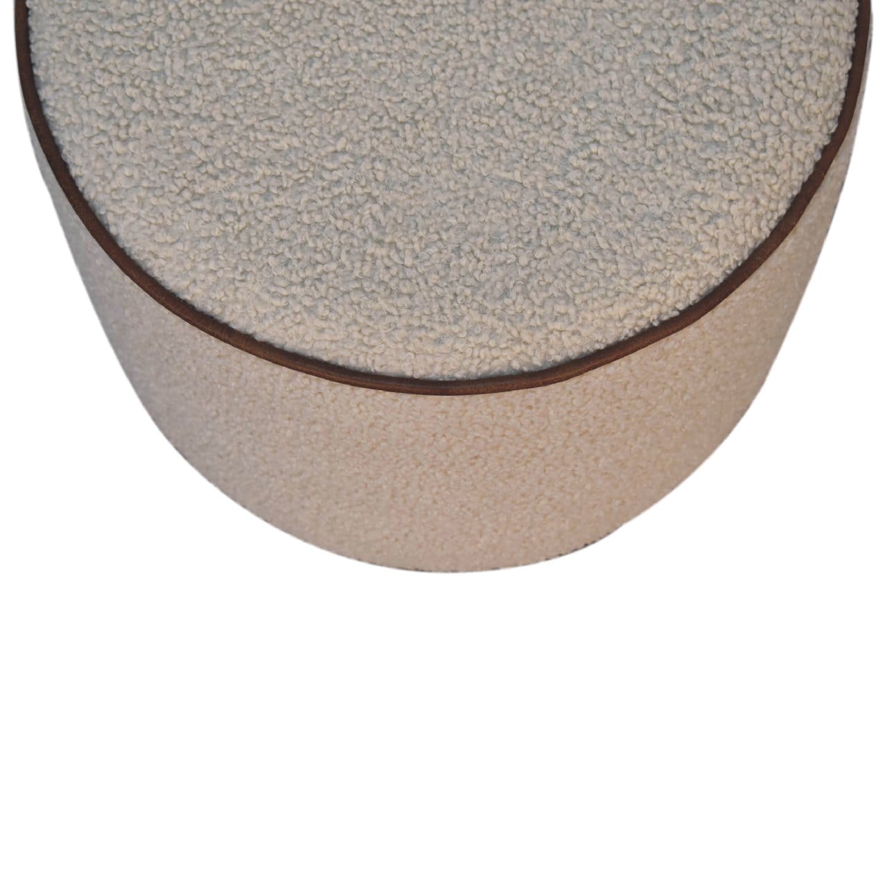 Serenity Round Footstool - Solid Mango Wood Accent Stool for Living Room - product view 3 showing handcrafted solid mango...