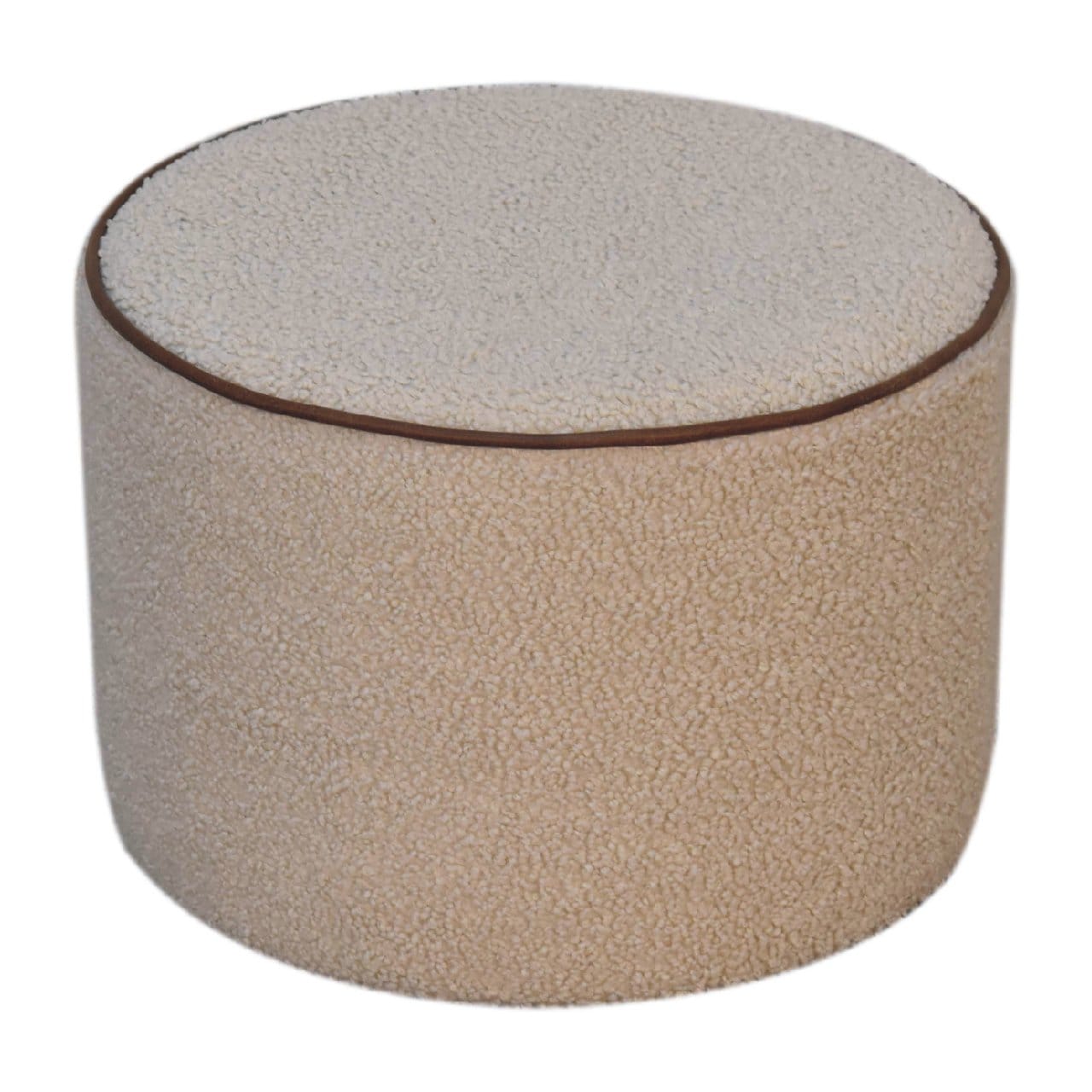 Serenity Round Footstool - Solid Mango Wood Accent Stool for Living Room - product view 2 showing handcrafted solid mango...