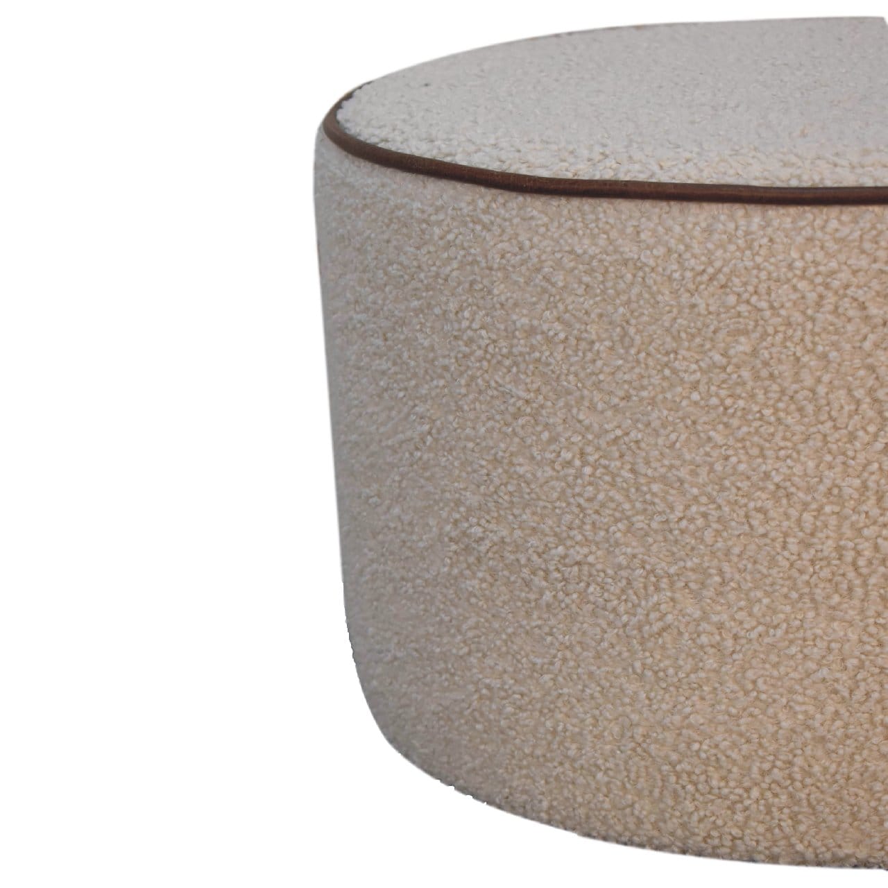 Serenity Round Footstool - Solid Mango Wood Accent Stool for Living Room - product view 6 showing handcrafted solid mango...