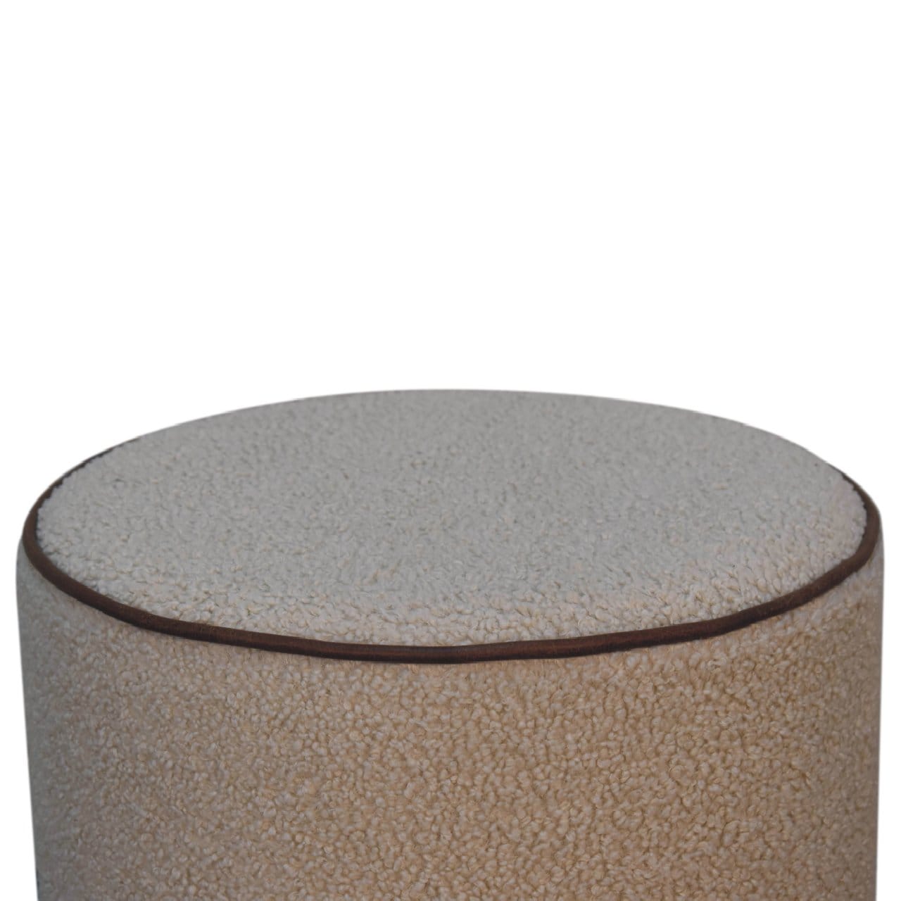 Serenity Round Footstool - Solid Mango Wood Accent Stool for Living Room - product view 5 showing handcrafted solid mango...