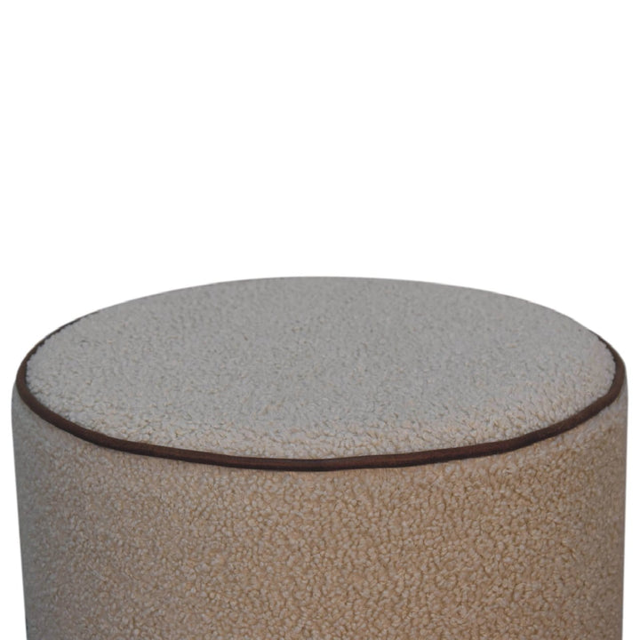 Serenity Round Footstool - Solid Mango Wood Accent Stool for Living Room - product view 5 showing handcrafted solid mango...