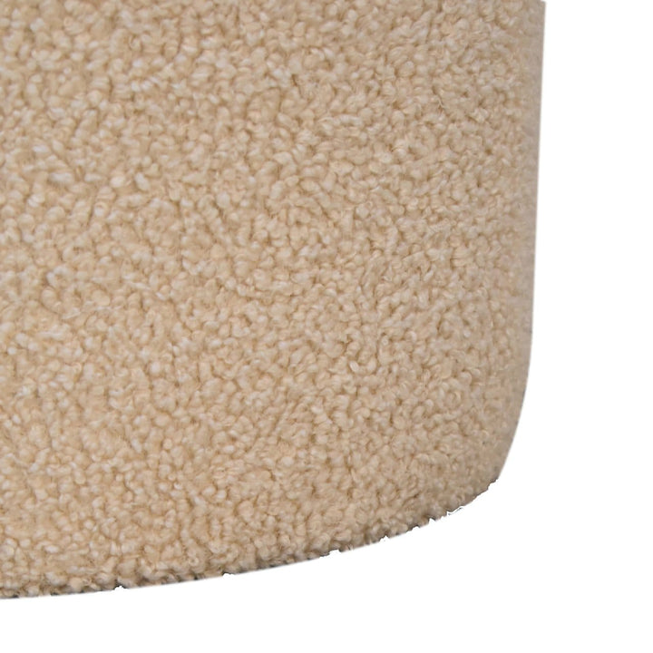 Serenity Round Footstool - Solid Mango Wood Accent Stool for Living Room - product view 7 showing handcrafted solid mango...