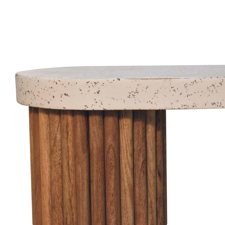 Serenity Terrazzo Coffee Table - Solid Mango Wood Center Table for Living Room - product view 5 showing handcrafted solid...