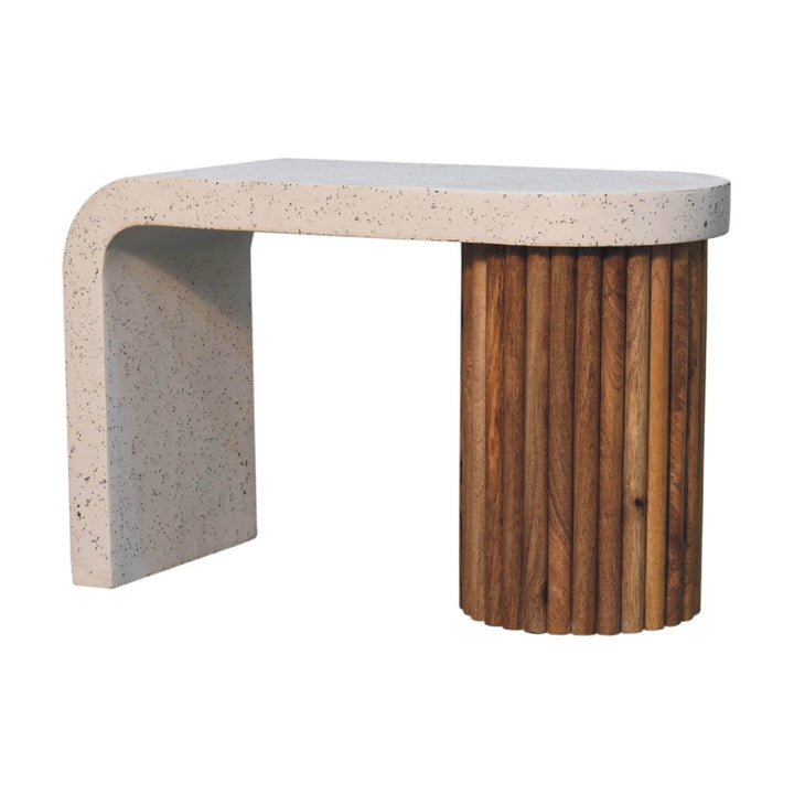 Serenity Terrazzo Coffee Table - Solid Mango Wood Center Table for Living Room - product view 4 showing handcrafted solid...