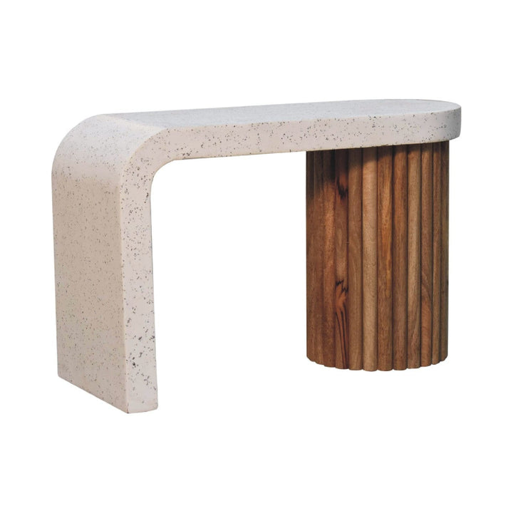 Serenity Terrazzo Coffee Table - Solid Mango Wood Center Table for Living Room - product view 3 showing handcrafted solid...