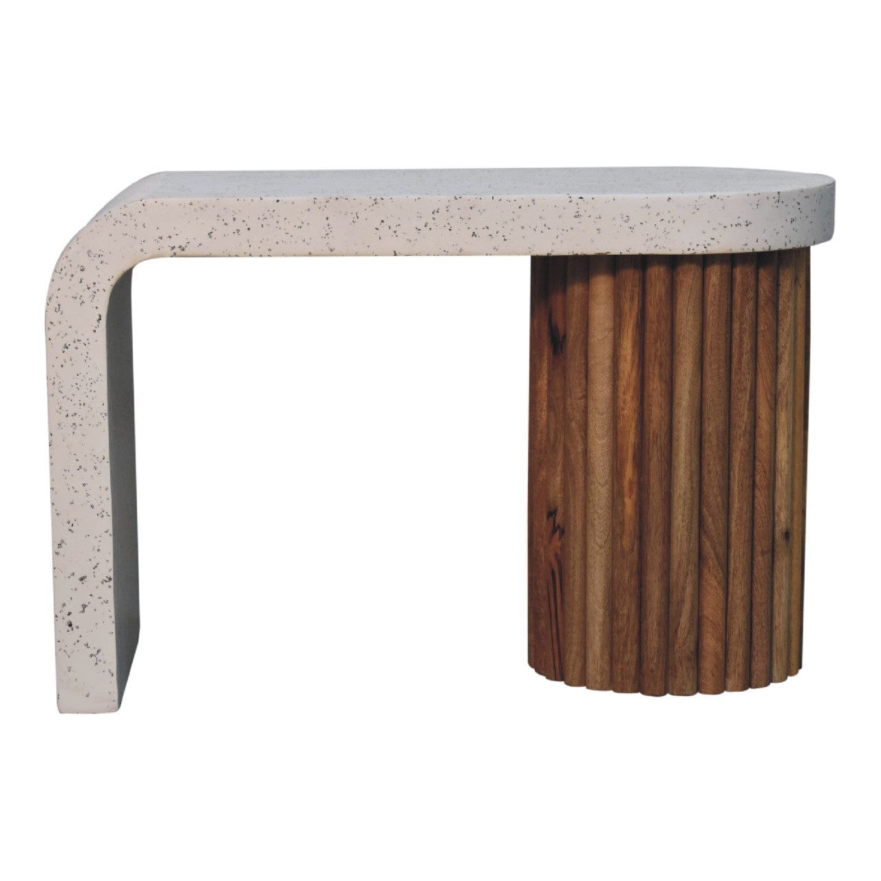 Serenity Terrazzo Coffee Table - Solid Mango Wood Center Table for Living Room - product view 2 showing handcrafted solid...