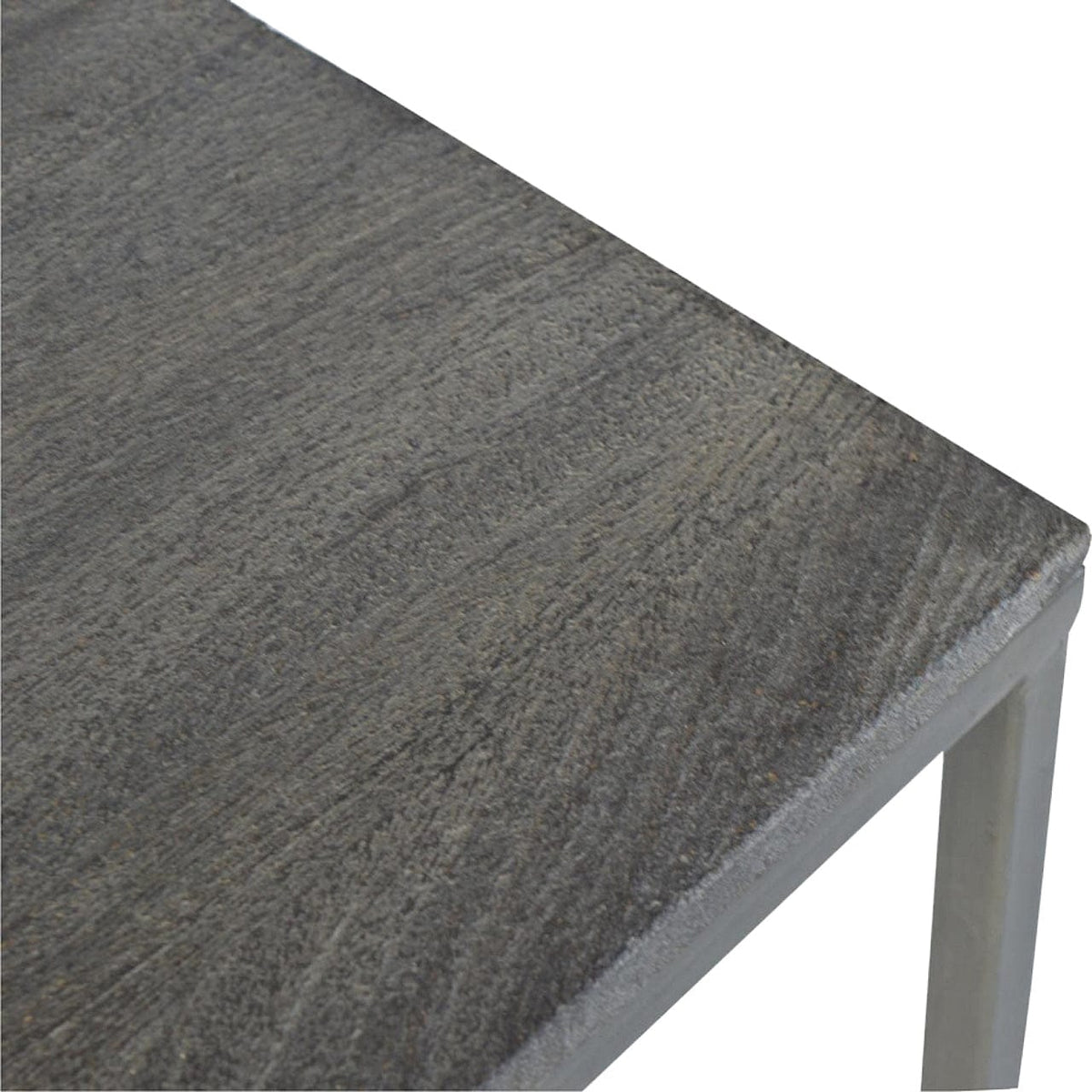 Set of 3 Iron Base Tables in Solid Mango Wood - product view 4 showing handcrafted solid mango wood furniture