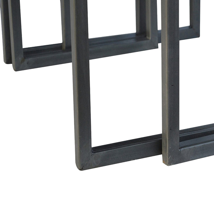 Set of 3 Iron Base Tables in Solid Mango Wood - product view 7 showing handcrafted solid mango wood furniture