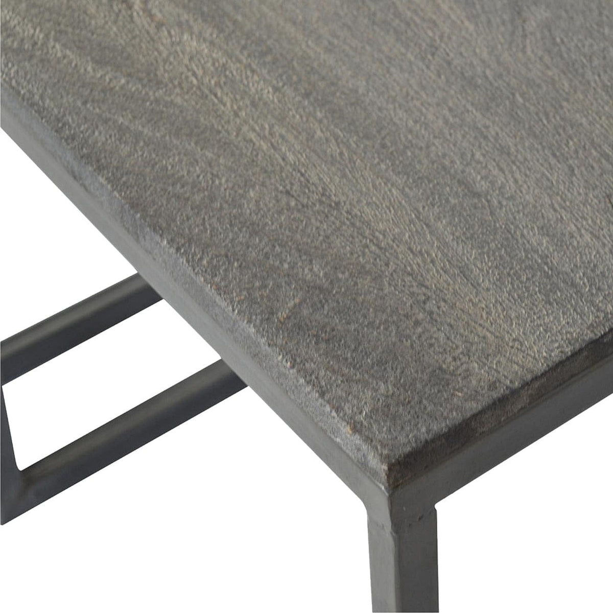 Set of 3 Iron Base Tables in Solid Mango Wood - product view 5 showing handcrafted solid mango wood furniture