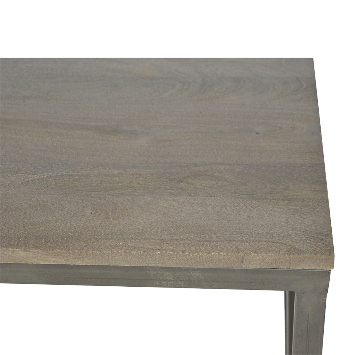 Set of 3 Iron Base Tables in Solid Mango Wood - product view 6 showing handcrafted solid mango wood furniture