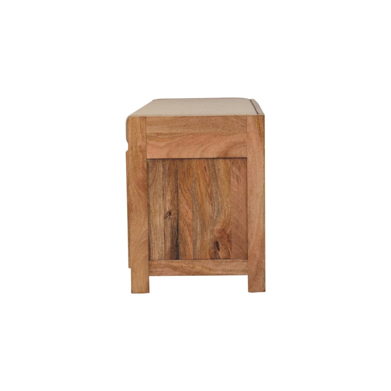 Shutter Oak-ish Shoe Bench - Solid Mango Wood Seating Furniture for Entryway - product view 9 showing handcrafted solid...