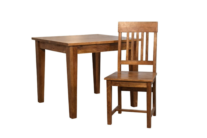 Amber Oak Slatted Back Dining Chair in Solid Mango Wood - product view 6 showing handcrafted solid mango wood chair