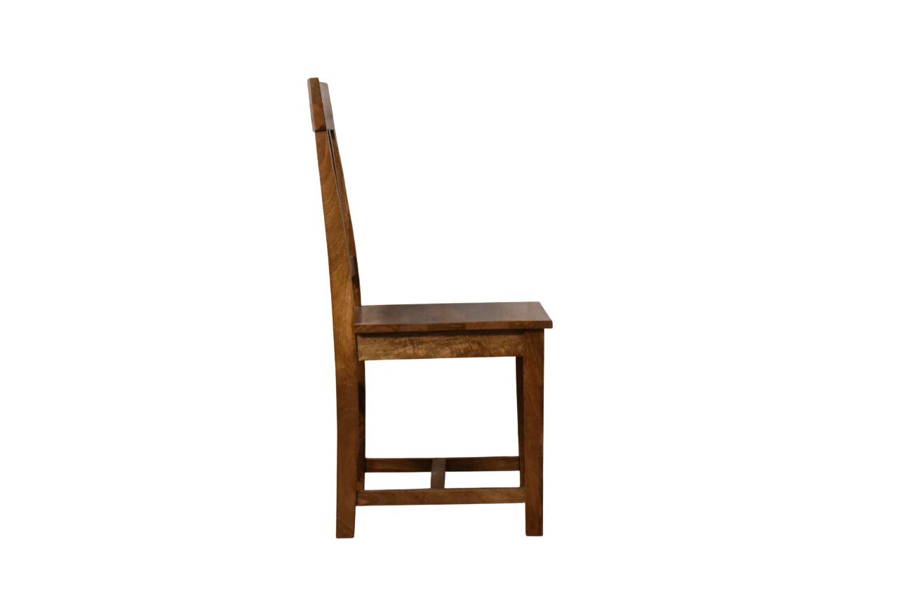 Amber Oak Slatted Back Dining Chair in Solid Mango Wood - product view 7 showing handcrafted solid mango wood chair