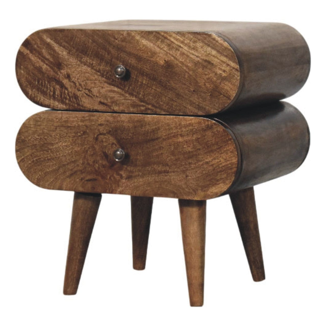 Slimline 2-Drawer Bedside Table in Classic Grey – Solid Mango Wood Nightstand showcasing modern design and sleek storage.