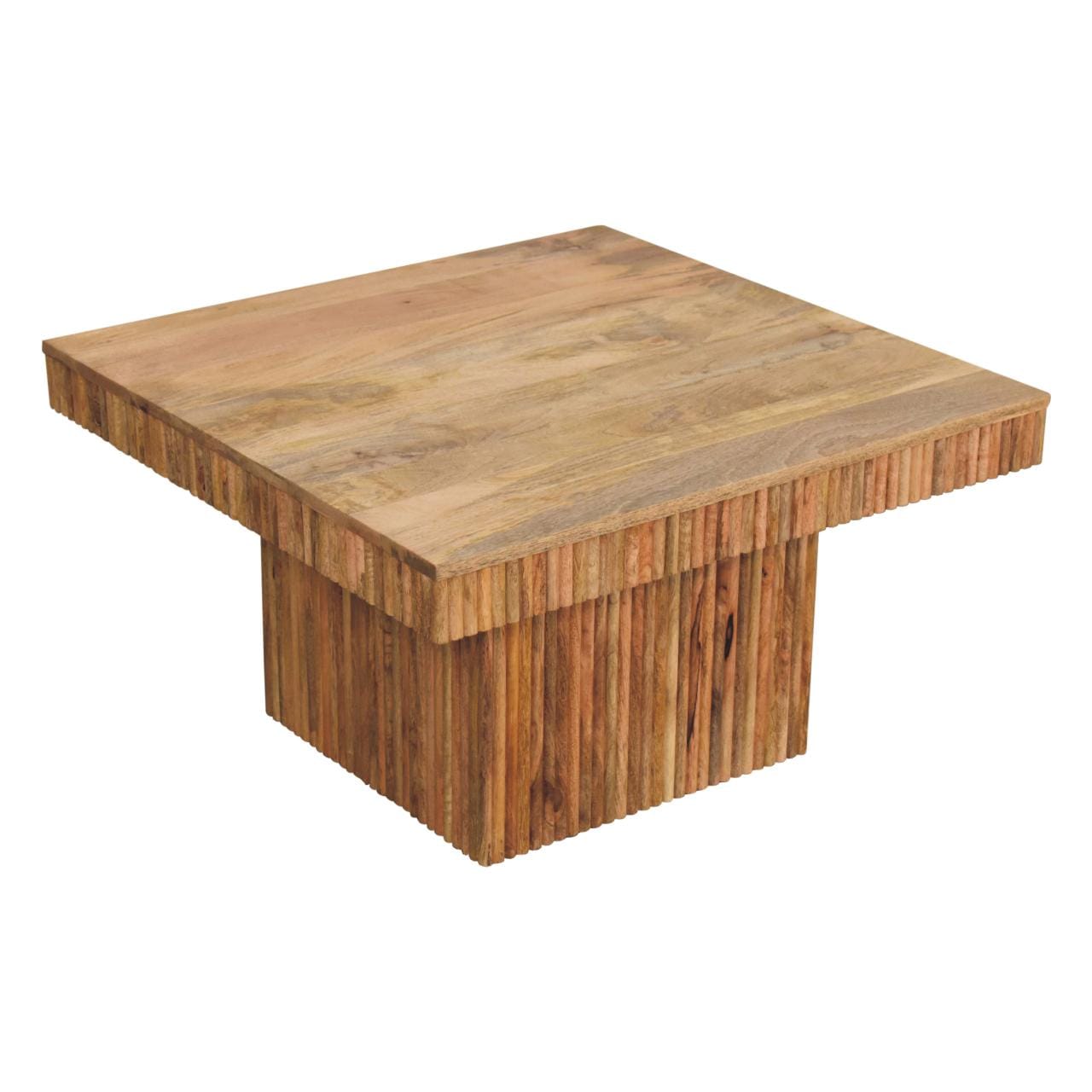 Soba Chunky Coffee Table - Solid Mango Wood Center Table for Living Room - product view 6 showing handcrafted solid mango...