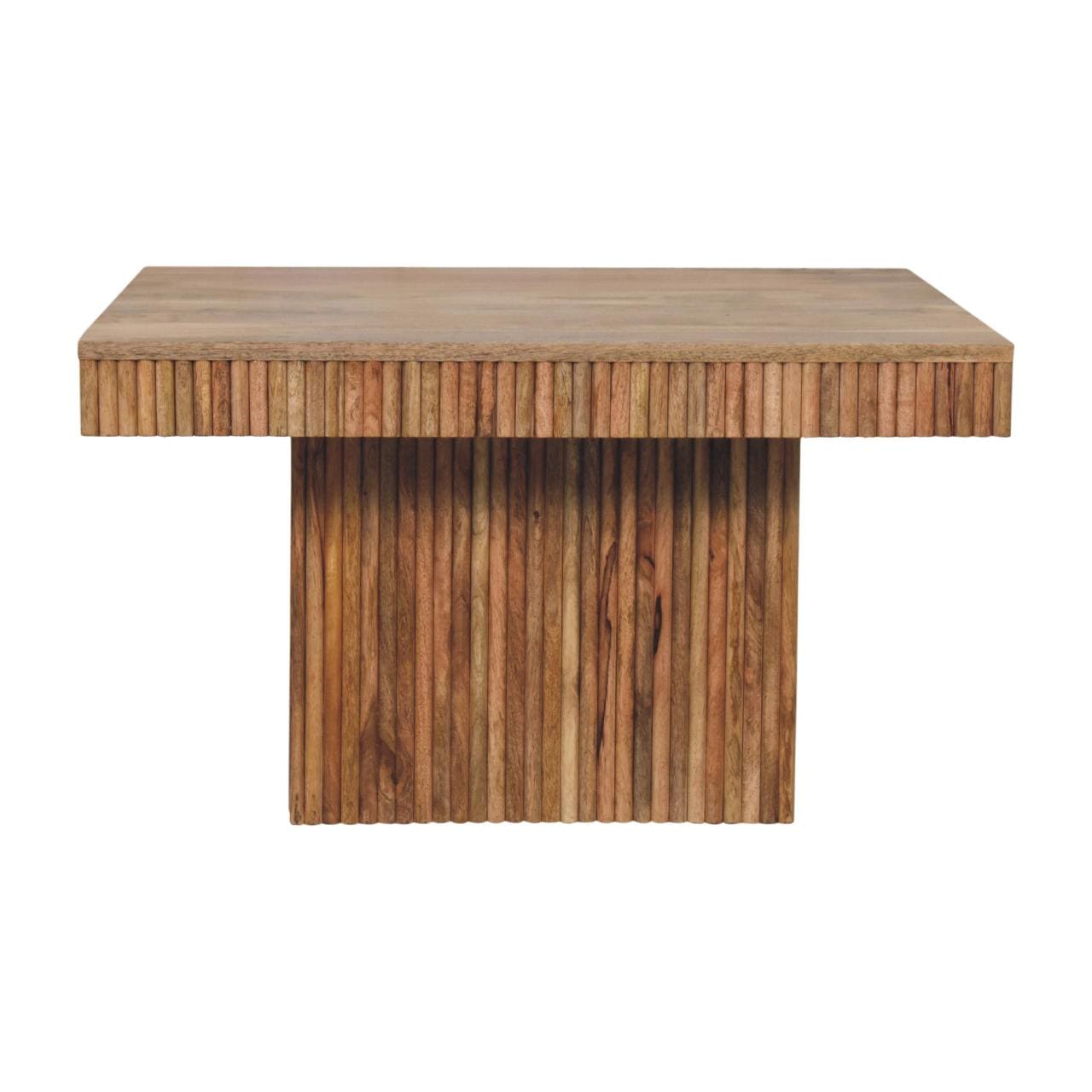 Soba Chunky Coffee Table - Solid Mango Wood Center Table for Living Room - main view showing handcrafted solid mango wood...