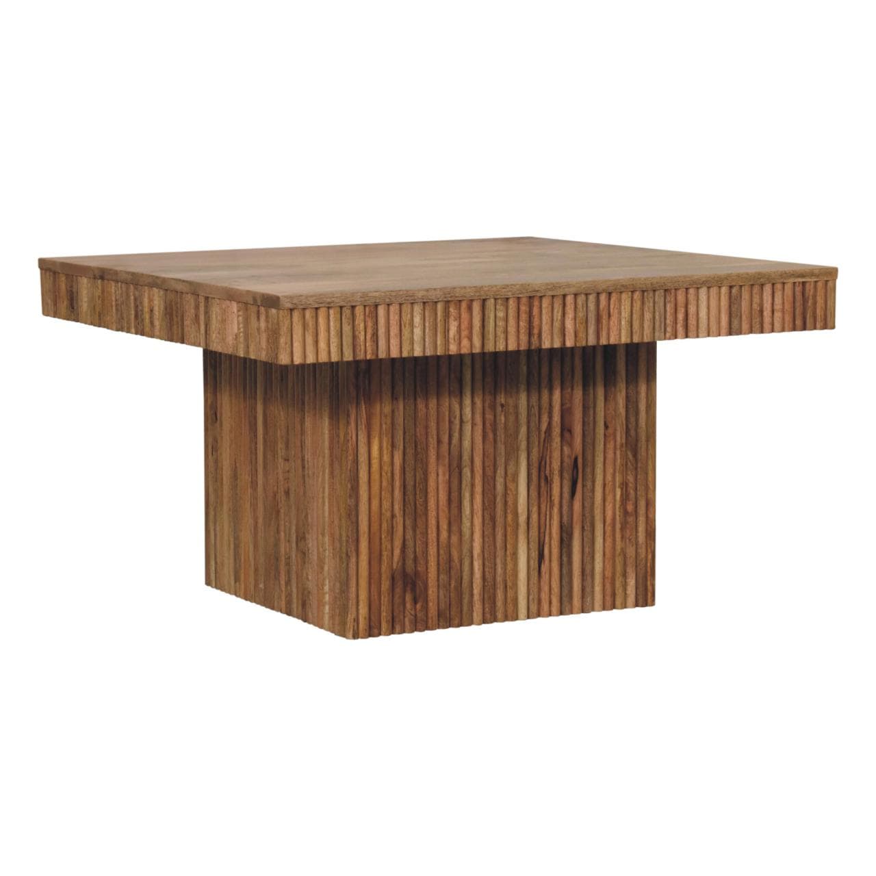 Soba Chunky Coffee Table - Solid Mango Wood Center Table for Living Room - product view 2 showing handcrafted solid mango...