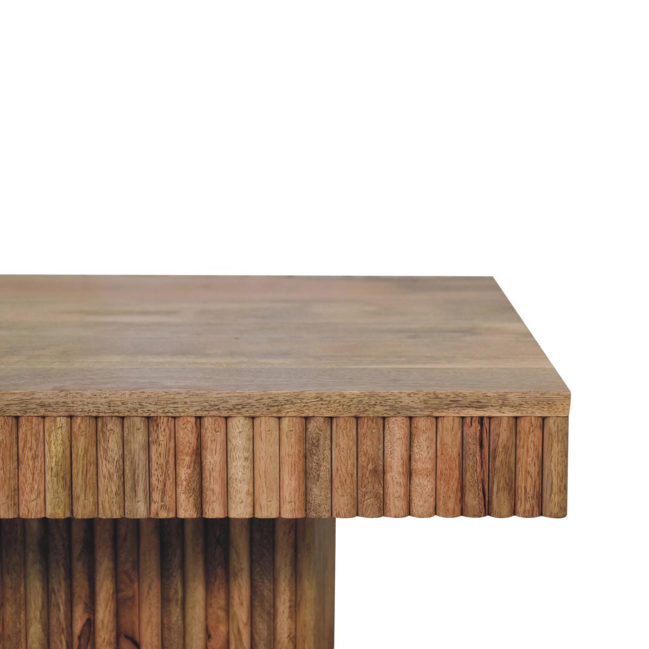 Soba Chunky Coffee Table - Solid Mango Wood Center Table for Living Room - product view 4 showing handcrafted solid mango...
