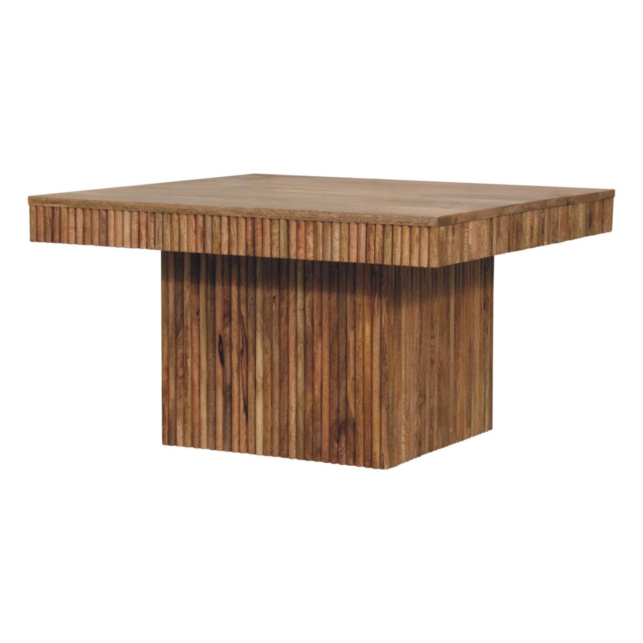 Soba Chunky Coffee Table - Solid Mango Wood Center Table for Living Room - product view 3 showing handcrafted solid mango...