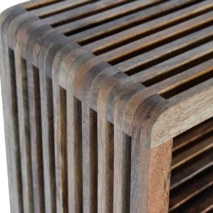 Soba Floating Nightstand - Solid Mango Wood Bedside Table for Bedroom - product view 8 showing handcrafted solid mango...