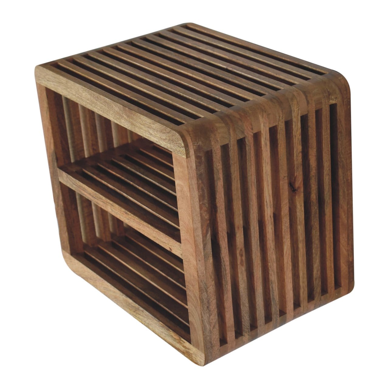 Soba Floating Nightstand - Solid Mango Wood Bedside Table for Bedroom - product view 6 showing handcrafted solid mango...