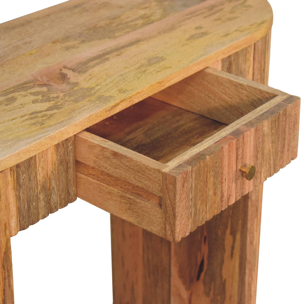 Soba Straight Console Table - Solid Mango Wood Hallway Console for Entryway - product view 7 showing handcrafted solid...