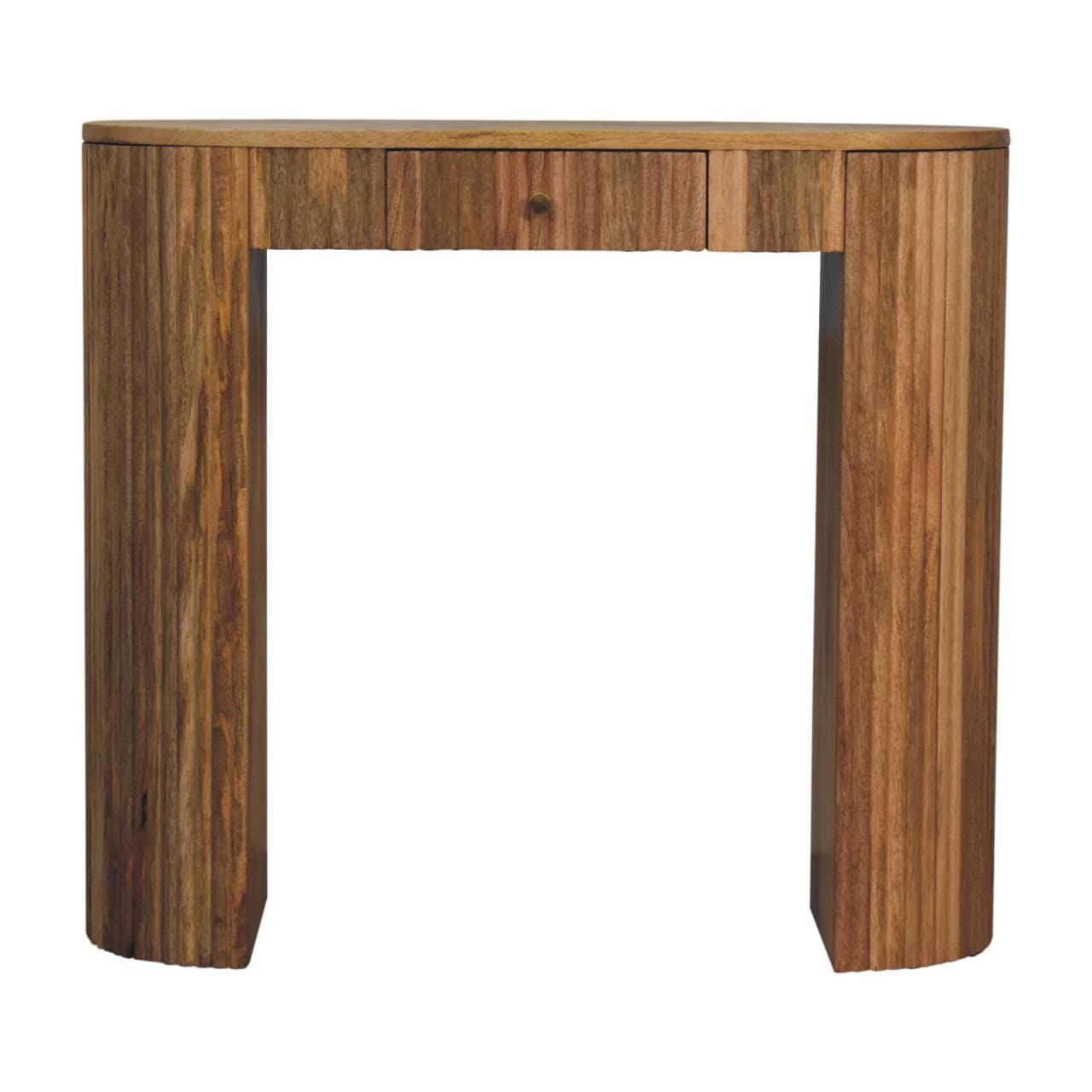 Soba Straight Console Table - Solid Mango Wood Hallway Console for Entryway - product view 2 showing handcrafted solid...
