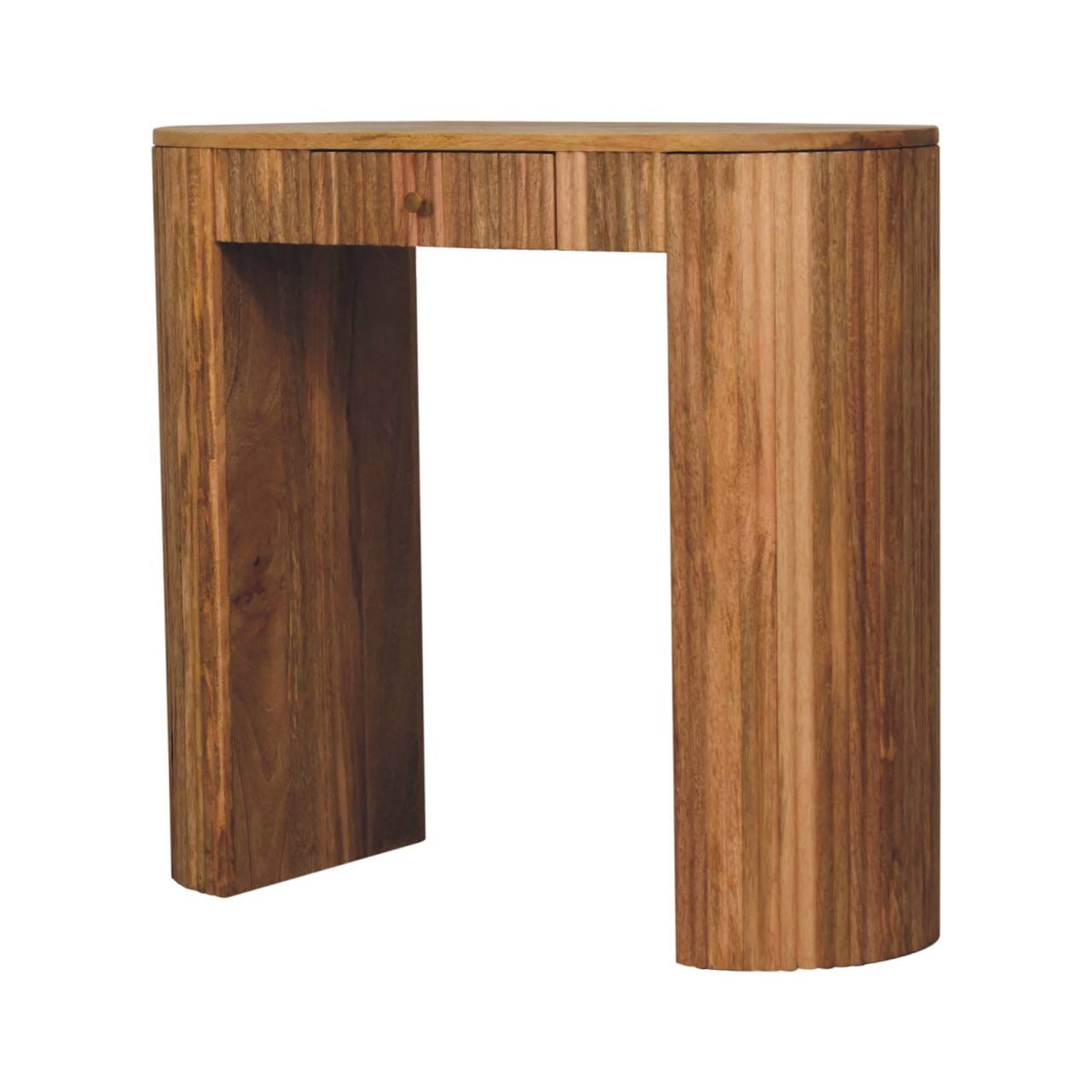 Soba Straight Console Table - Solid Mango Wood Hallway Console for Entryway - product view 3 showing handcrafted solid...