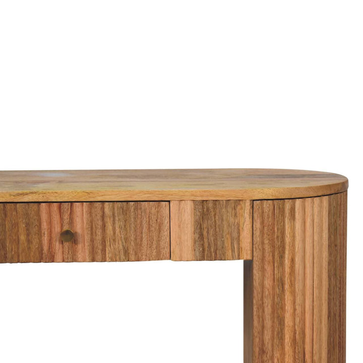 Soba Straight Console Table - Solid Mango Wood Hallway Console for Entryway - product view 5 showing handcrafted solid...