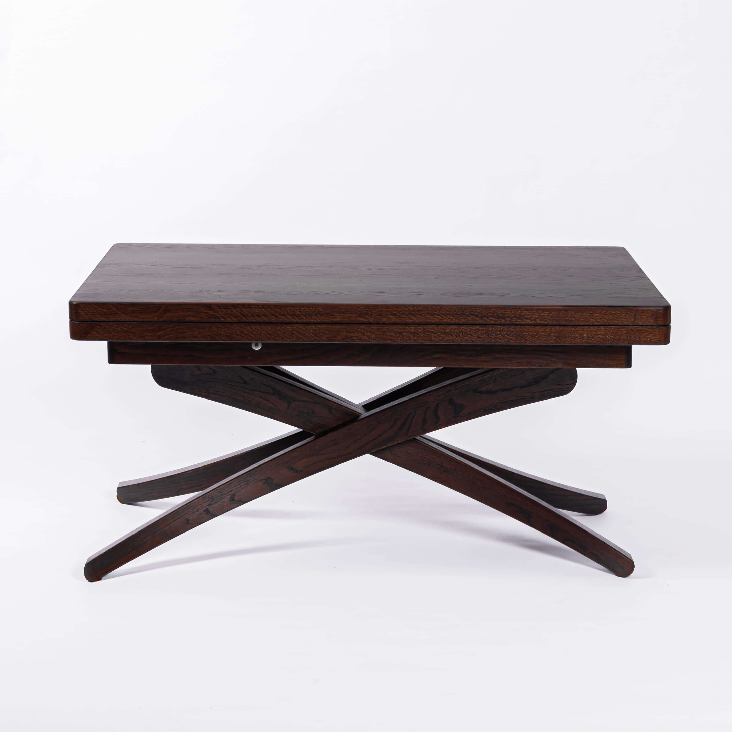 Solid Oak Wood Adjustable Height Coffee Table - 3-in-1 Lift Top Transformer Dining Table - product view 10 showing...