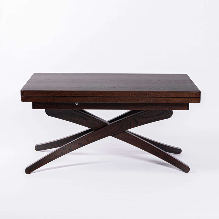 Solid Oak Wood Adjustable Height Coffee Table - 3-in-1 Lift Top Transformer Dining Table - product view 10 showing...