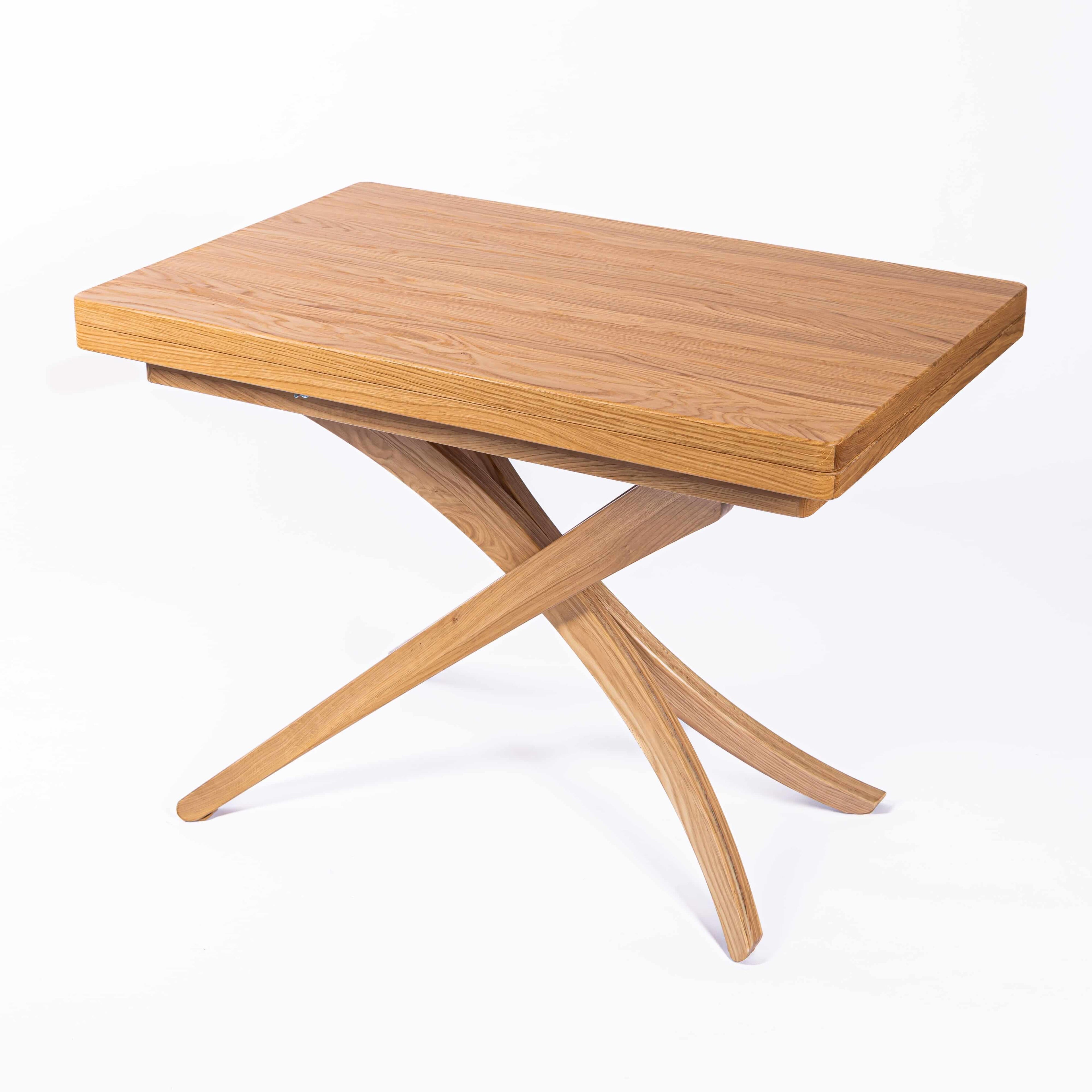 Solid Oak Wood Adjustable Height Coffee Table - 3-in-1 Lift Top Transformer Dining Table - product view 7 showing...