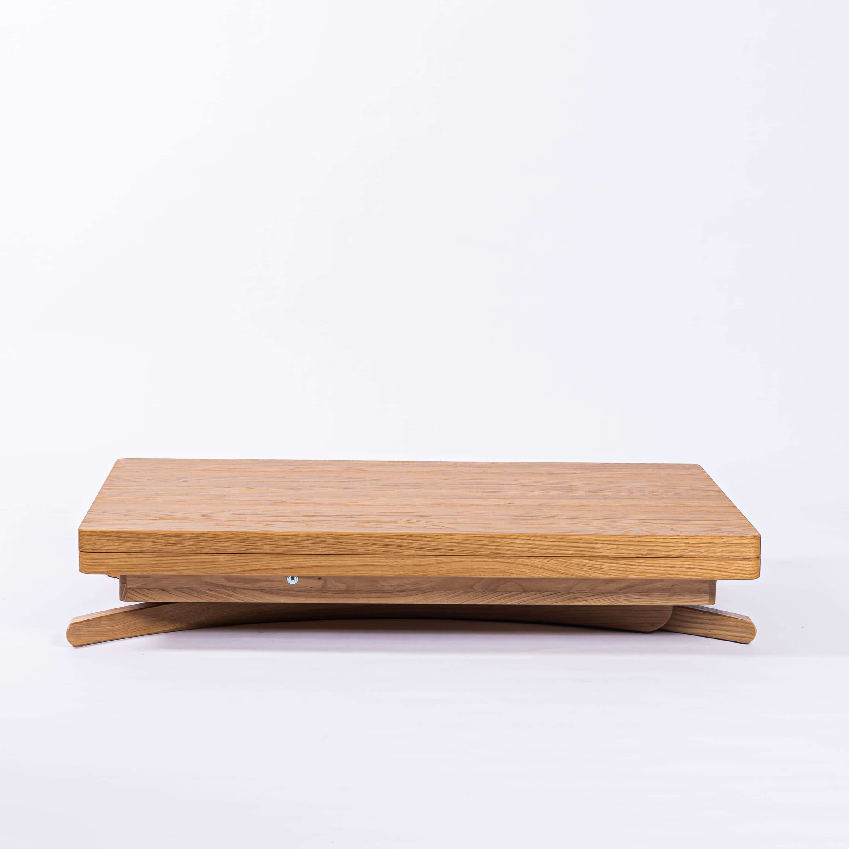Solid Oak Wood Adjustable Height Coffee Table - 3-in-1 Lift Top Transformer Dining Table - product view 6 showing...