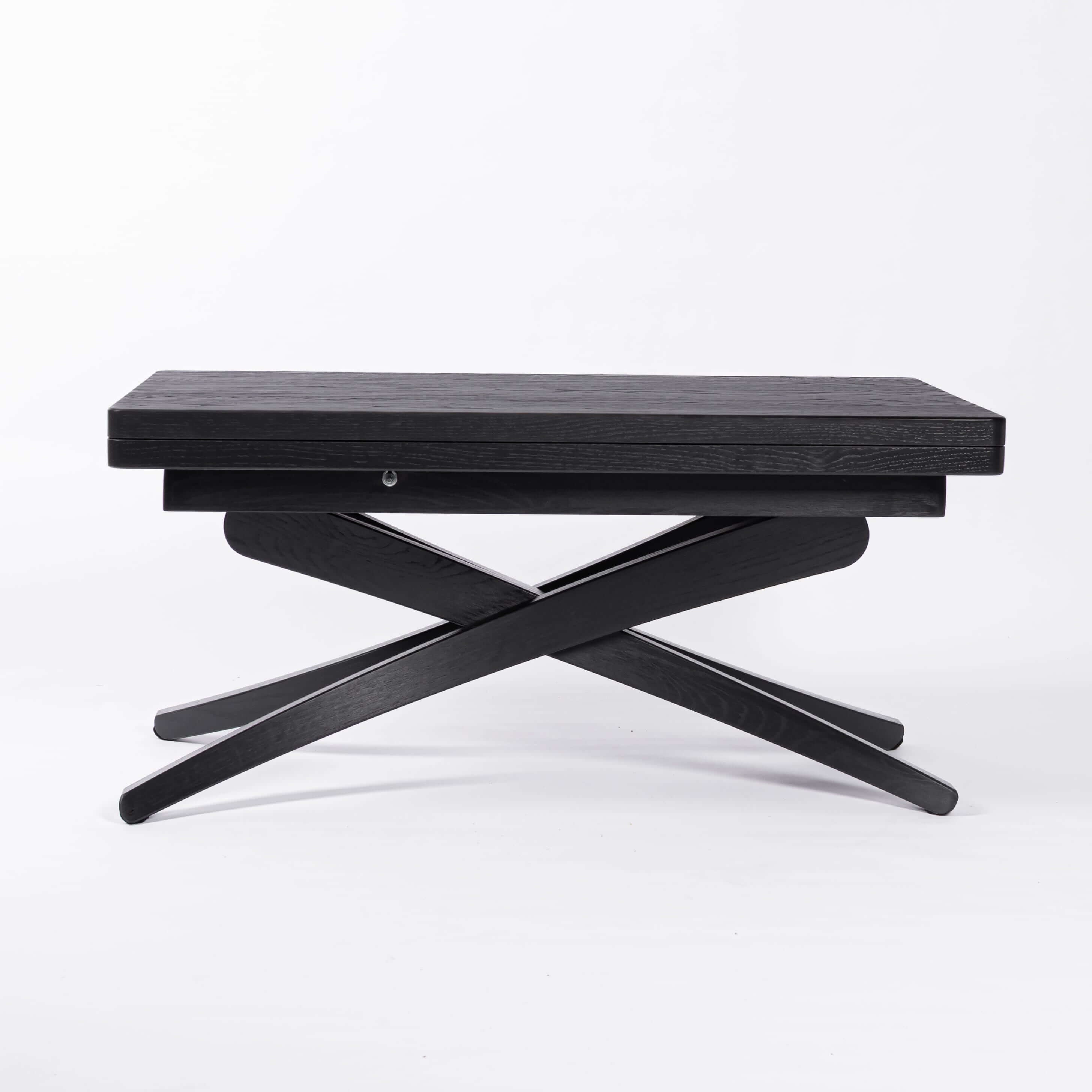 Solid Oak Wood Adjustable Height Coffee Table - 3-in-1 Lift Top Transformer Dining Table - product view 13 showing...