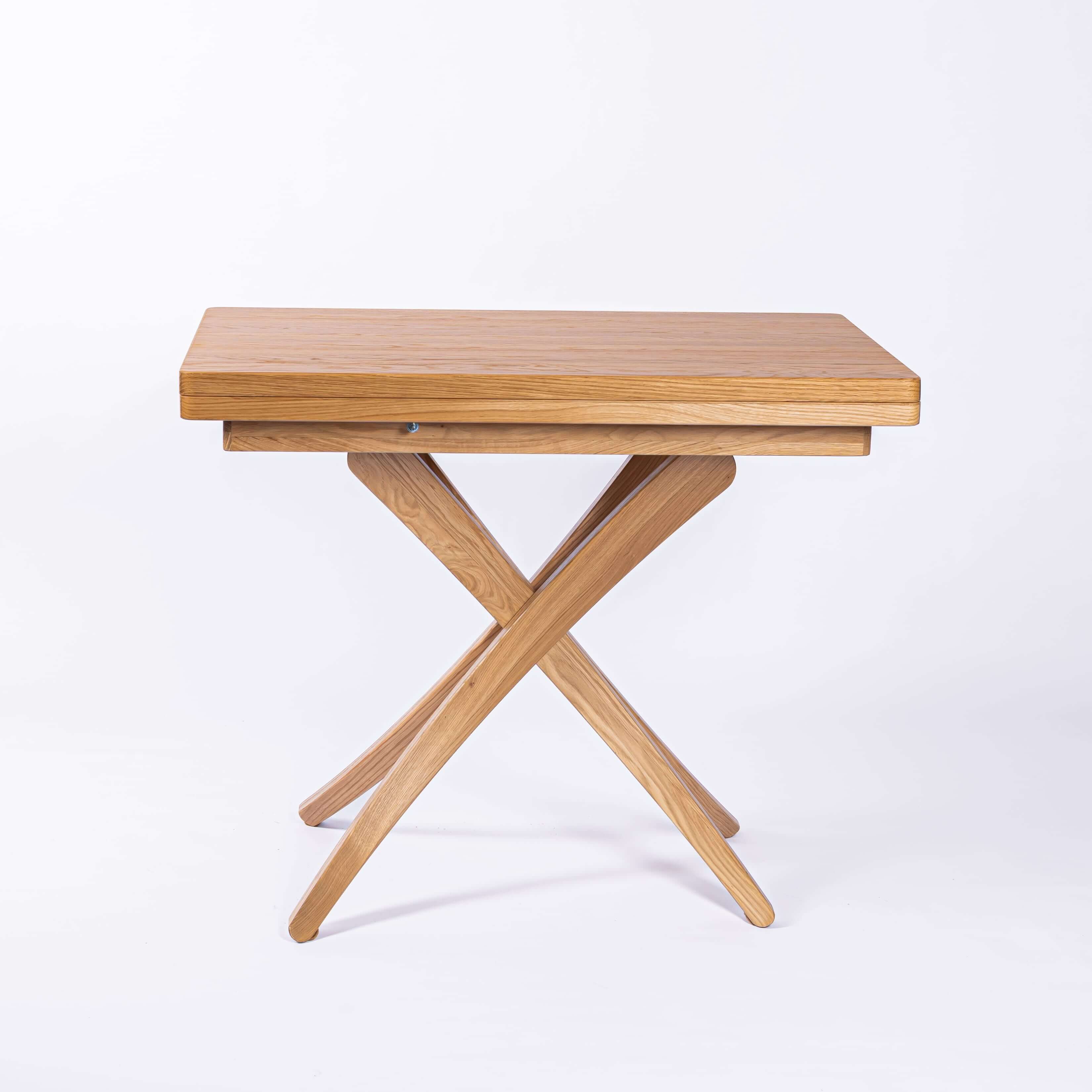 Solid Oak Wood Adjustable Height Coffee Table - 3-in-1 Lift Top Transformer Dining Table - product view 4 showing...