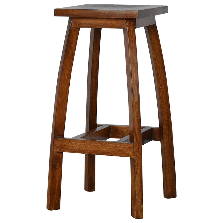Solid Wood Bar Stool - Solid Mango Wood Counter Stool for Kitchen - main view showing handcrafted solid mango wood stool