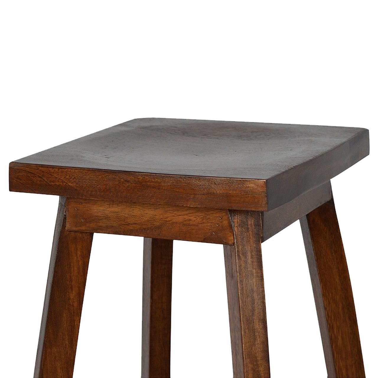 Solid Wood Bar Stool - Solid Mango Wood Counter Stool for Kitchen - product view 4 showing handcrafted solid mango wood stool