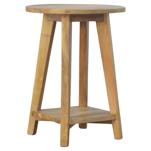 Mid-Century Modern Oak-ish Bar Stool - Solid Mango Wood Counter Stool for Kitchen - product view 7 showing handcrafted...