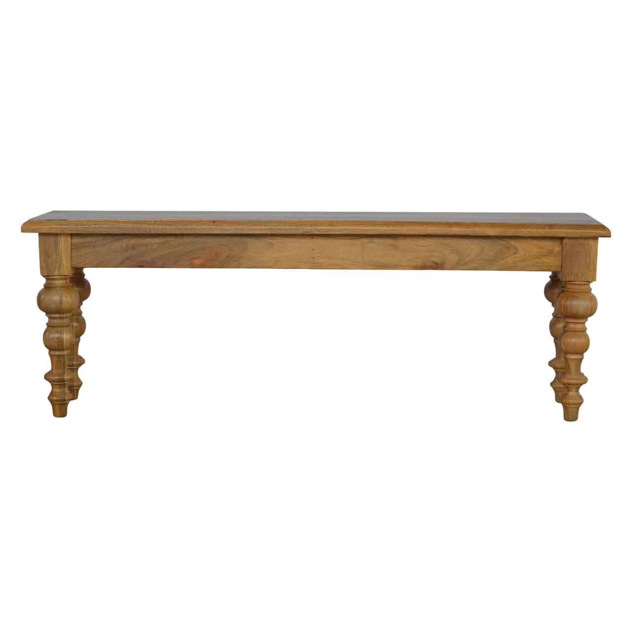 Solid Wood Bench - Solid Mango Wood Seating Furniture for Entryway - product view 7 showing handcrafted solid mango wood...