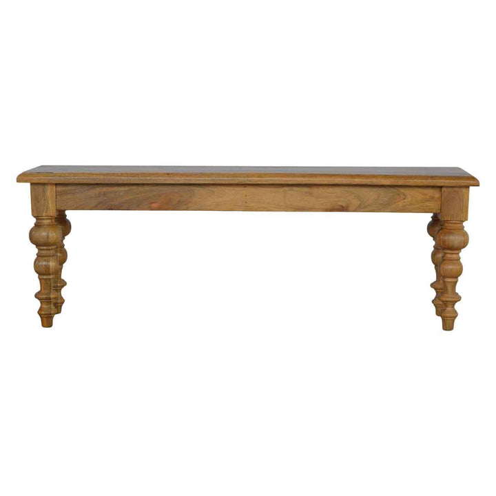 Solid Wood Bench - Solid Mango Wood Seating Furniture for Entryway - product view 7 showing handcrafted solid mango wood...