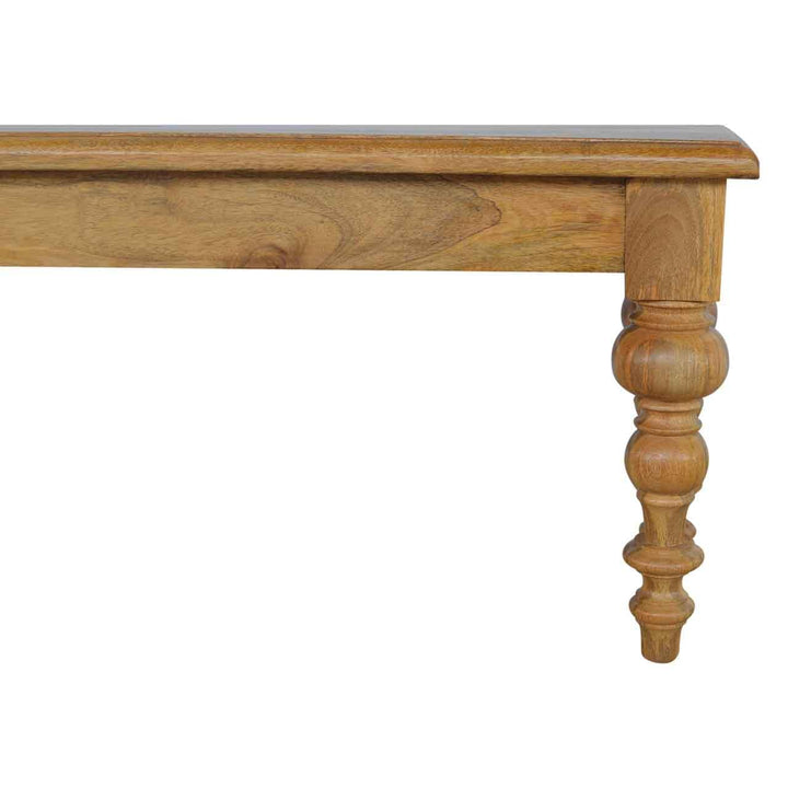 Solid Wood Bench - Solid Mango Wood Seating Furniture for Entryway - product view 4 showing handcrafted solid mango wood...