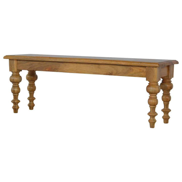 Solid Wood Bench - Solid Mango Wood Seating Furniture for Entryway - product view 5 showing handcrafted solid mango wood...