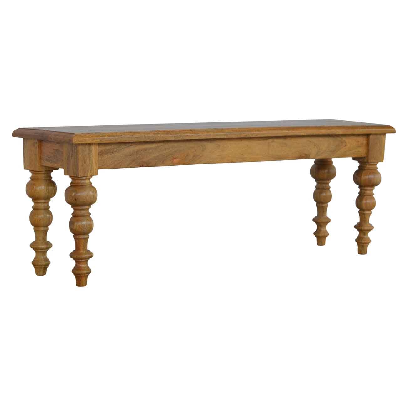 Solid Wood Bench - Solid Mango Wood Seating Furniture for Entryway - main view showing handcrafted solid mango wood bench