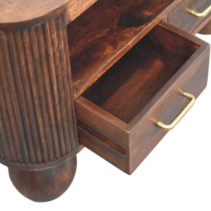 Sphere Leg Coffee Table - Solid Mango Wood Center Table for Living Room - product view 6 showing handcrafted solid mango...
