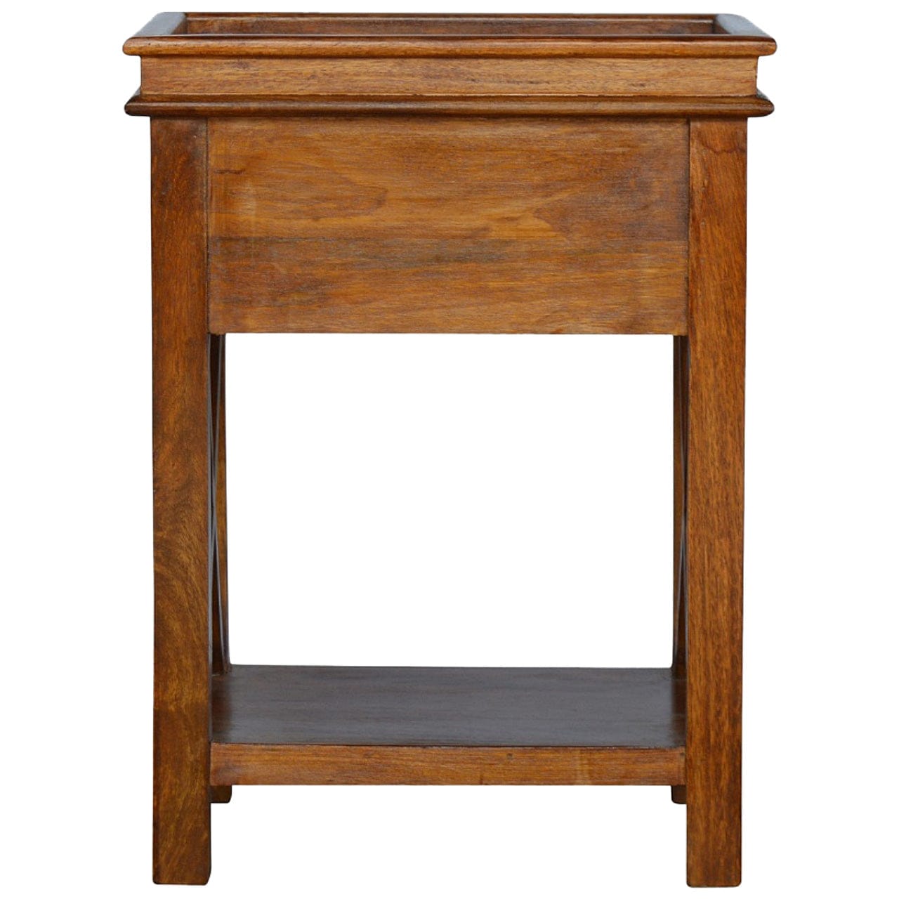 Solid Wood Criss-Cross End Table - Solid Mango Wood Side Table for Living Room - product view 8 showing handcrafted solid...