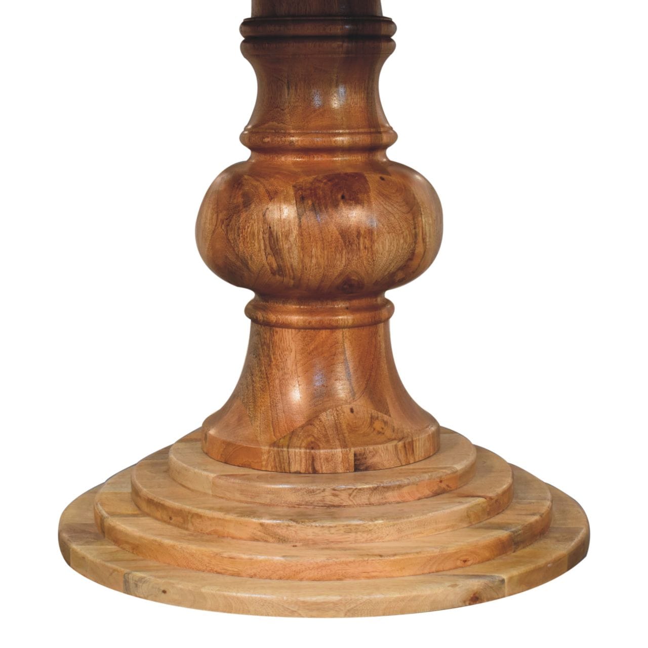 Round Turned Dining Table - Solid Mango Wood Kitchen Table - product view 8 showing handcrafted solid mango wood dining table