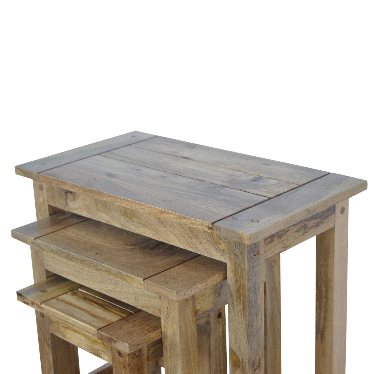 Solid Wood Stool - Solid Mango Wood Accent Seating - product view 3 showing handcrafted solid mango wood stool