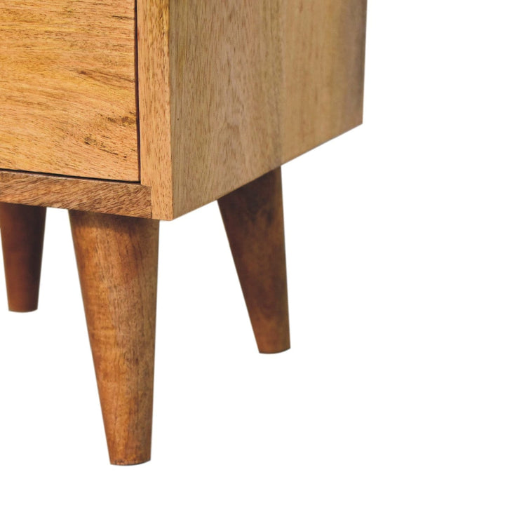 Mini Classic Multi Oak-ish Nightstand - Solid Mango Wood Bedside Table for Bedroom - product view 7 showing handcrafted...