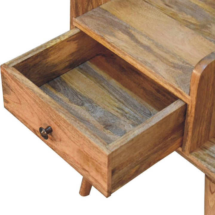 Oak-ish Collective Nightstand - Solid Mango Wood Bedside Table for Bedroom - product view 6 showing handcrafted solid...